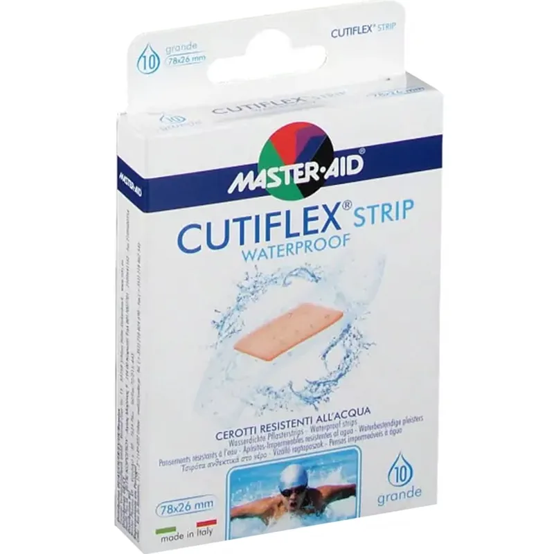 Master Aid Cutiflex Med Waterproof Strips 78x26mm Large Αυτοκόλλητα Επιθέματα Αδιάβροχα 10 Τεμάχια