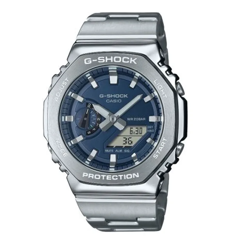 CASIO G-SHOCK G-Steel Dual Time Chronograph Silver Stainless Steel Bracelet GM-2110D-2BER