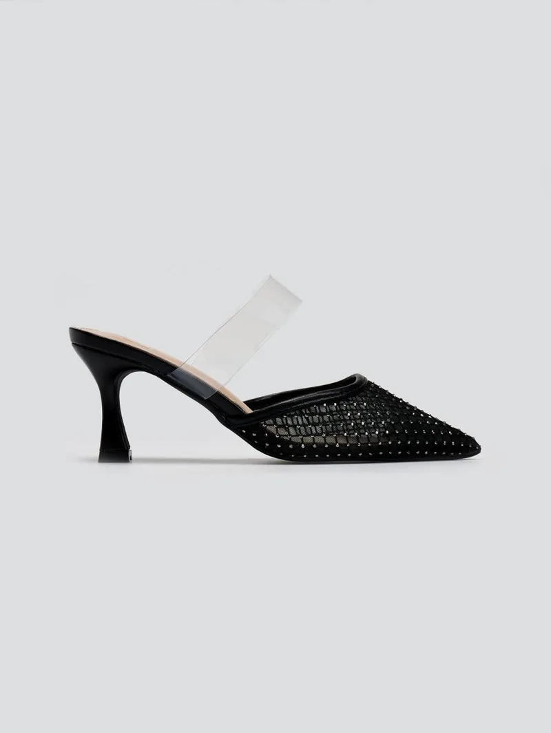ERYNN Pointed Rhinestone Mules - 903-580 - Black