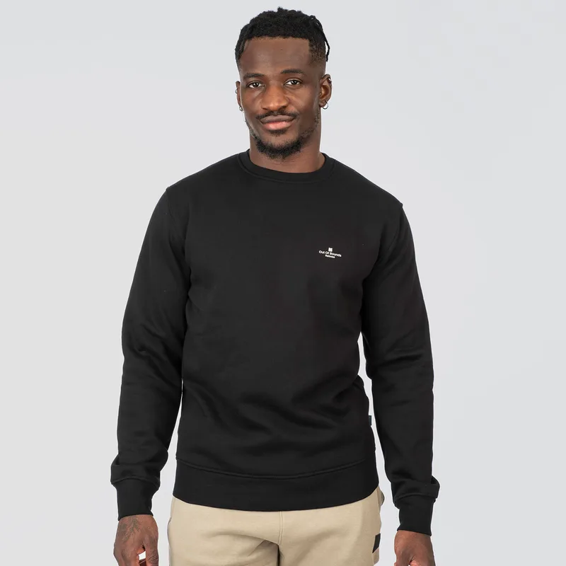REBASE THIN HIGH DENSITY BRUSHED FLEECE CREWNECK TOP ΜΑΥΡΟ
