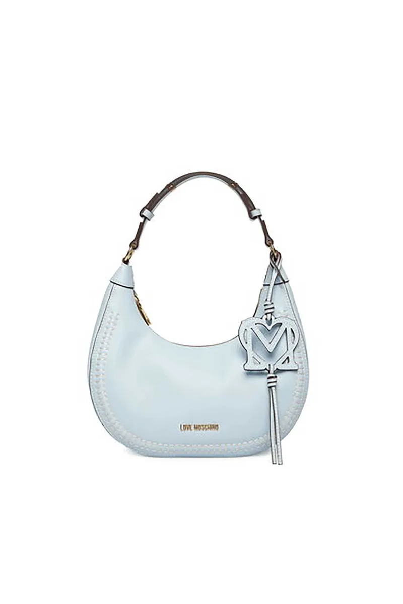 Love Moschino γυναικεία τσάντα ώμου με μεταλλικό λογότυπο - JC4095PP1OLI0 Γαλάζιο