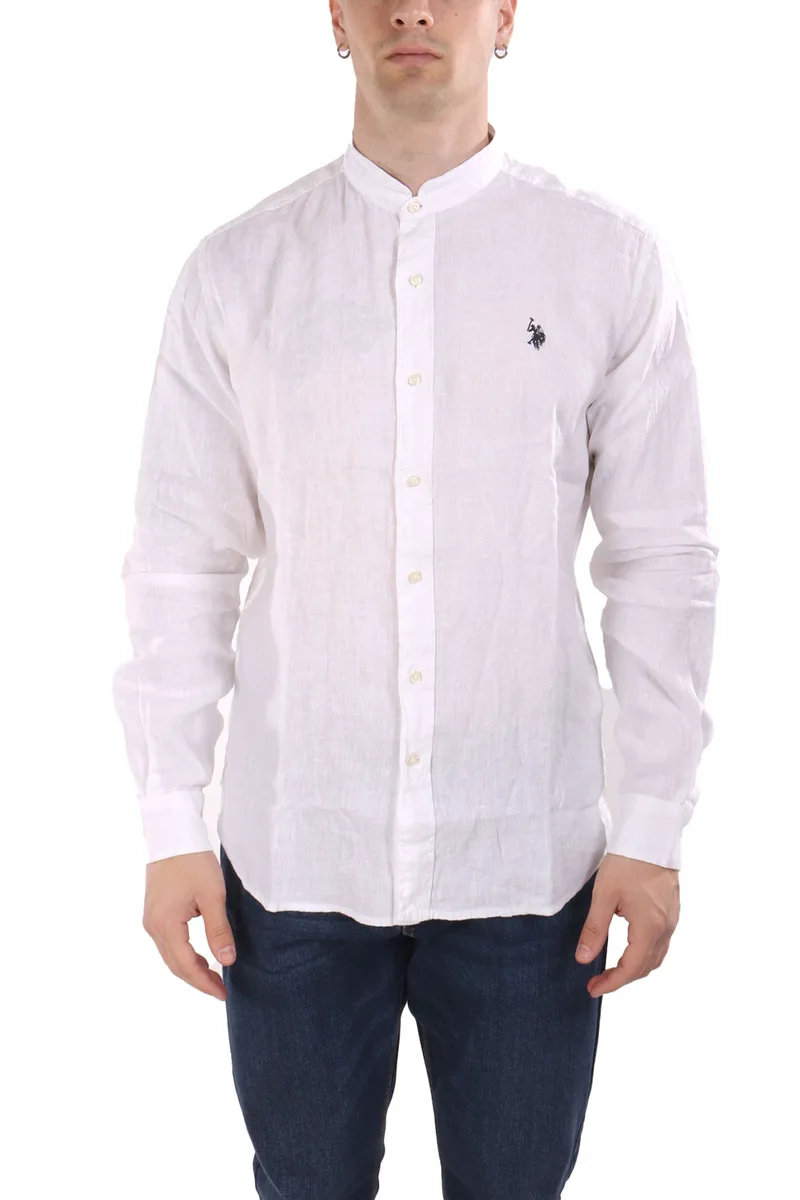U.S.POLO ASSN ΠΟΥΚΑΜΙΣΟ MAO SLIM FIT ΛΙΝΟ ΛΕΥΚΟ