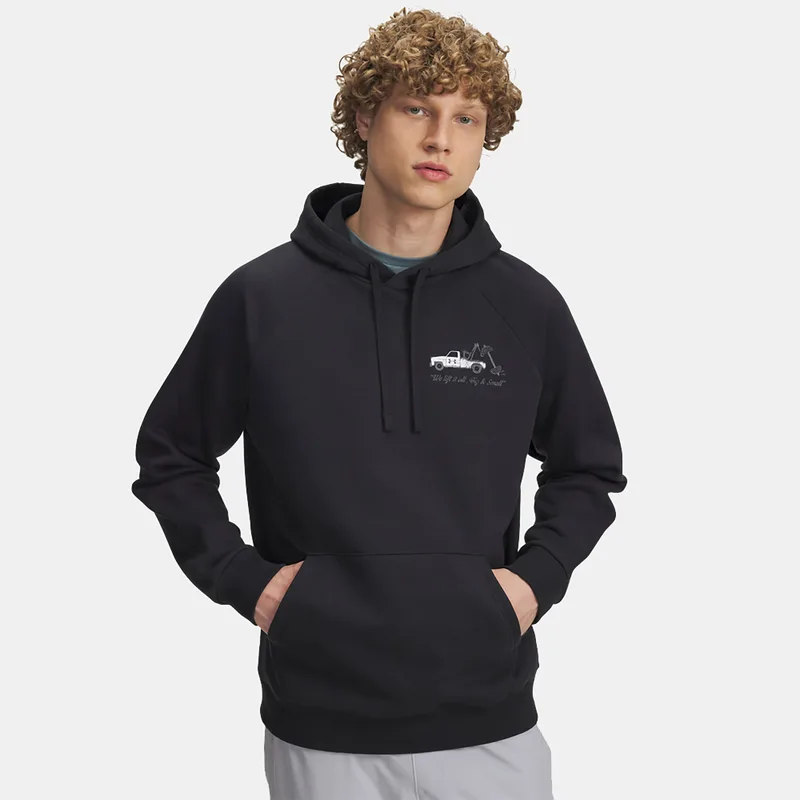 UNDER ARMOUR RIVAL FLEECE HBR LOGO HOODIE ΜΑΥΡΟ