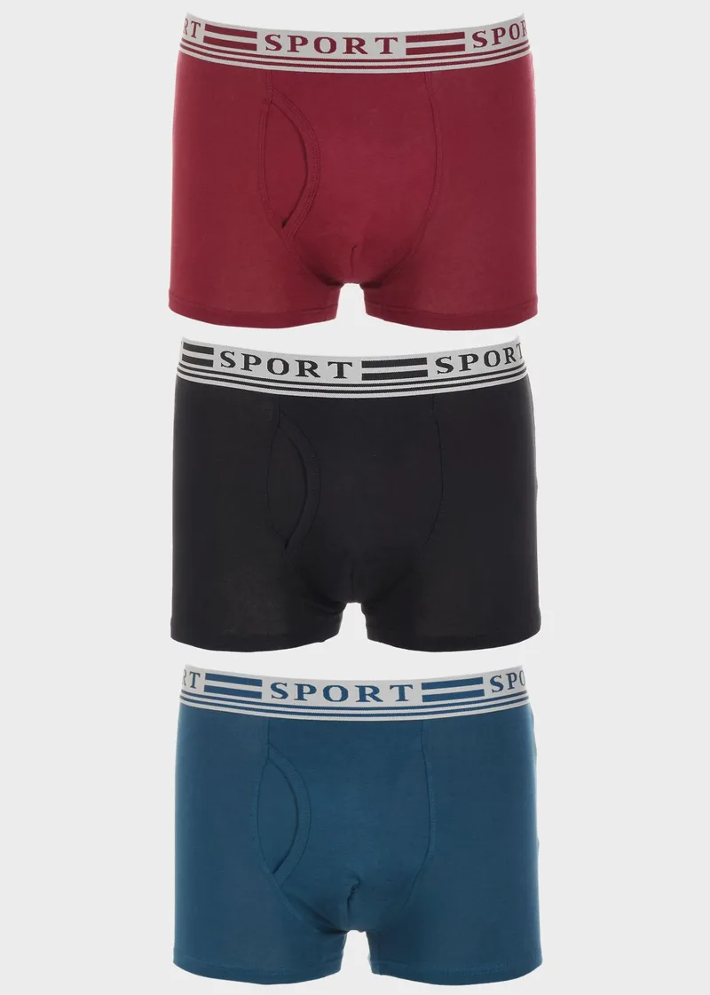 Ανδρικό boxer εξωτερικό λάστιχο logo Sport.Συσκευασία 3pack. MULTI COLOUR