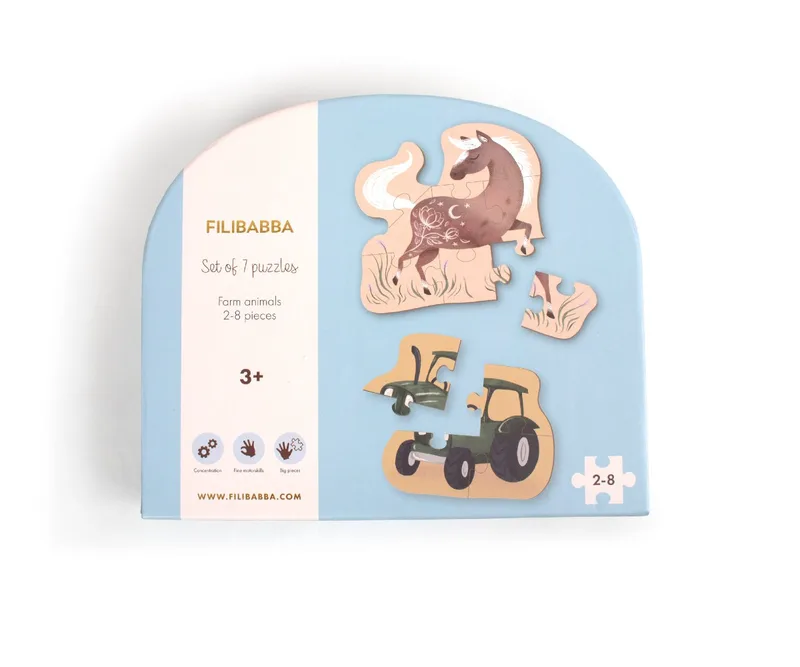 Filibabba Set of 7 Puzzles - Farm Animals