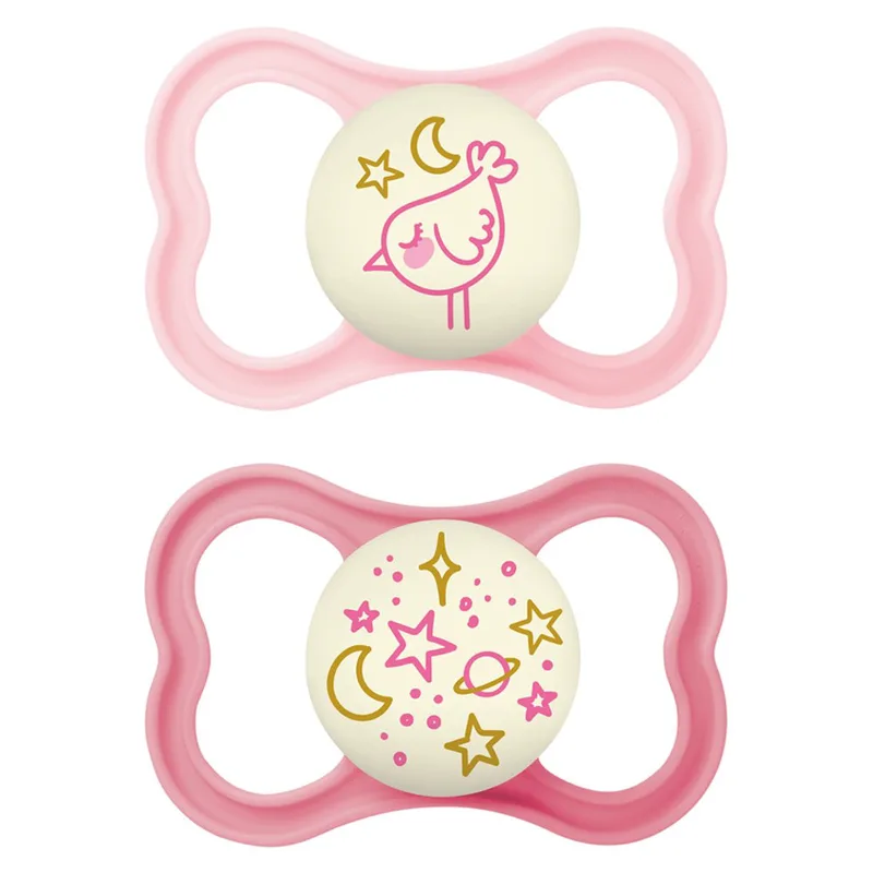 Mam Supreme Night Silicone Soother 6-16m Κωδ 248S Ορθοδοντική Πιπίλα Σιλικόνης που Λάμπει στο Σκοτάδι 2 Τεμάχια - Ροζ / Φούξια