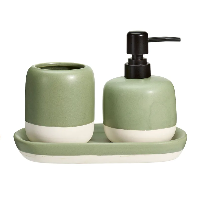 Σετ Μπάνιου 3τμχ Δολομίτη-PP Green 5635 MRShome 0067003 (Υλικό: Πλαστικό, Χρώμα: Πράσινο ) - MRS HOME - sl-DF-0067003