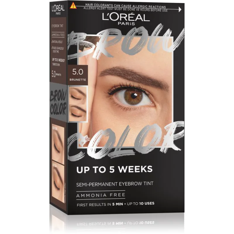 L’Oréal Paris Brow Color βαφή για τα φρύδια απόχρωση 5.0 Brunette 1 τμχ