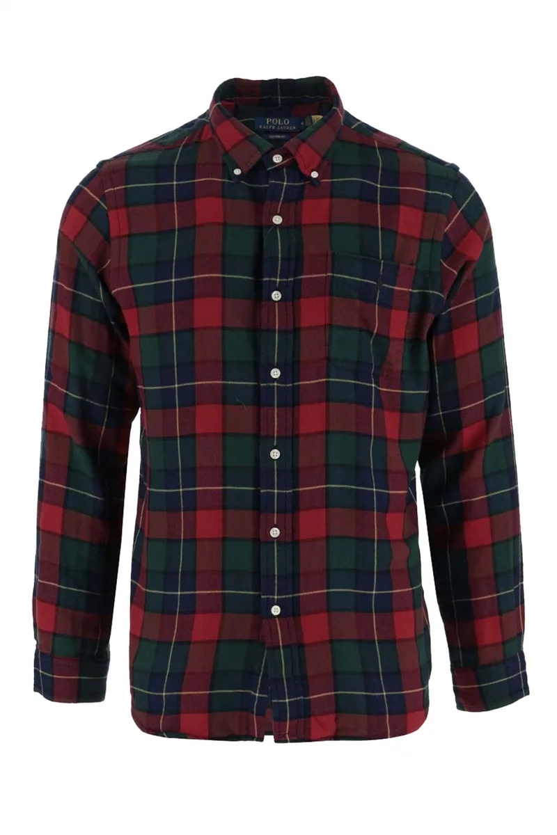 RALPH LAUREN ΠΟΥΚΑΜΙΣΟ ΚΑΡΩ BUTTON DOWN CUSTOM FIT MUTI ΚΟΚΚΙΝΟ
