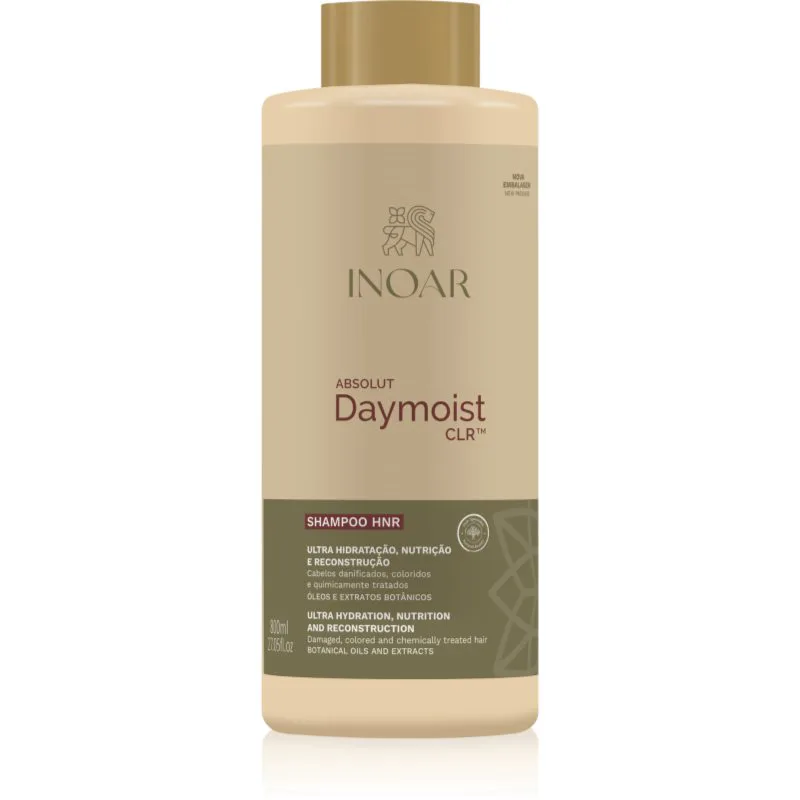 INOAR Absolut Daymoist CLR™ εντατικά ενυδατικό σαμπουάν για ξηρά και βαμμένα μαλλιά 800 ml