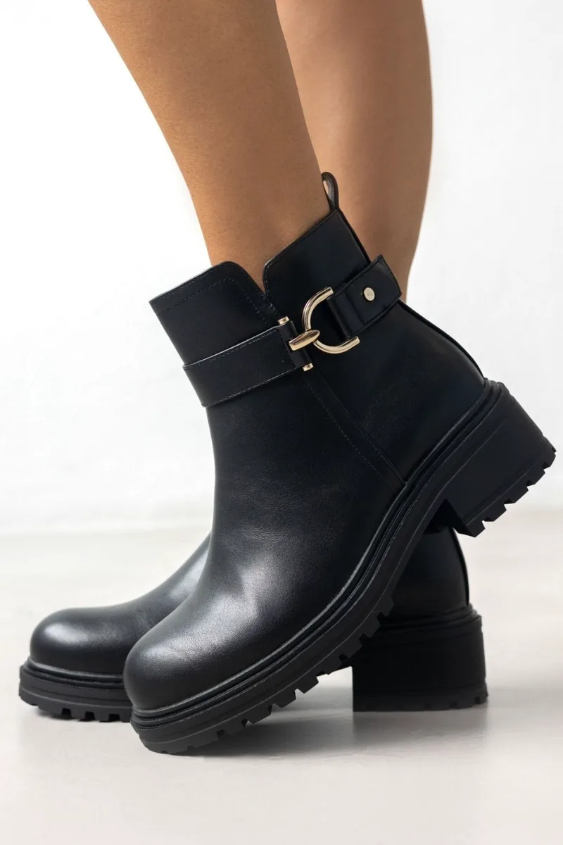 ERYNN Biker Boots Strap Detail - RXJ-268 - Black
