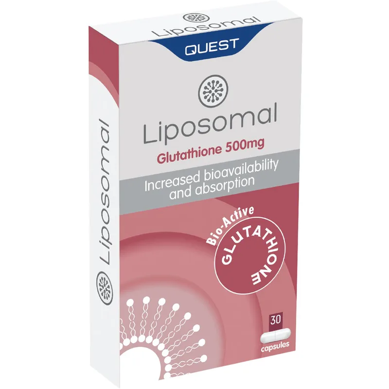 Quest LiposomaI Glutathione 500mg Συμπλήρωμα Διατροφής Γλουταθειόνης Λιποσωμικής Μορφής Αυξημένης Απορρόφησης & Βιοδιαθεσιμότητας με Ισχυρές Αντιοξειδωτικές & Αποτοξινωτικές Ιδιότητες 30caps
