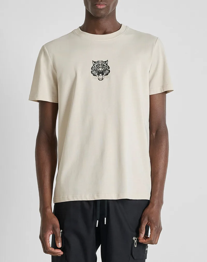ANTONY MORATO PRE MMKS02608FA100258 T-SHIRT REGULAR FIT IN JERSEY COTTON FABRIC WITH TIGER PRINT ΜΠΛΟΥΖΑ ΑΝΔΡΙΚΟ KS02608100258-1016 Cream