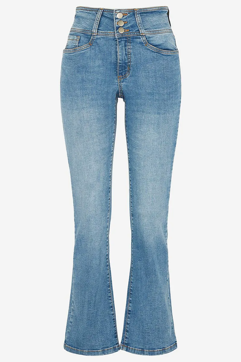 Jean καμπάνα με 3 κουμπιά σε denim light blue χρώμα
