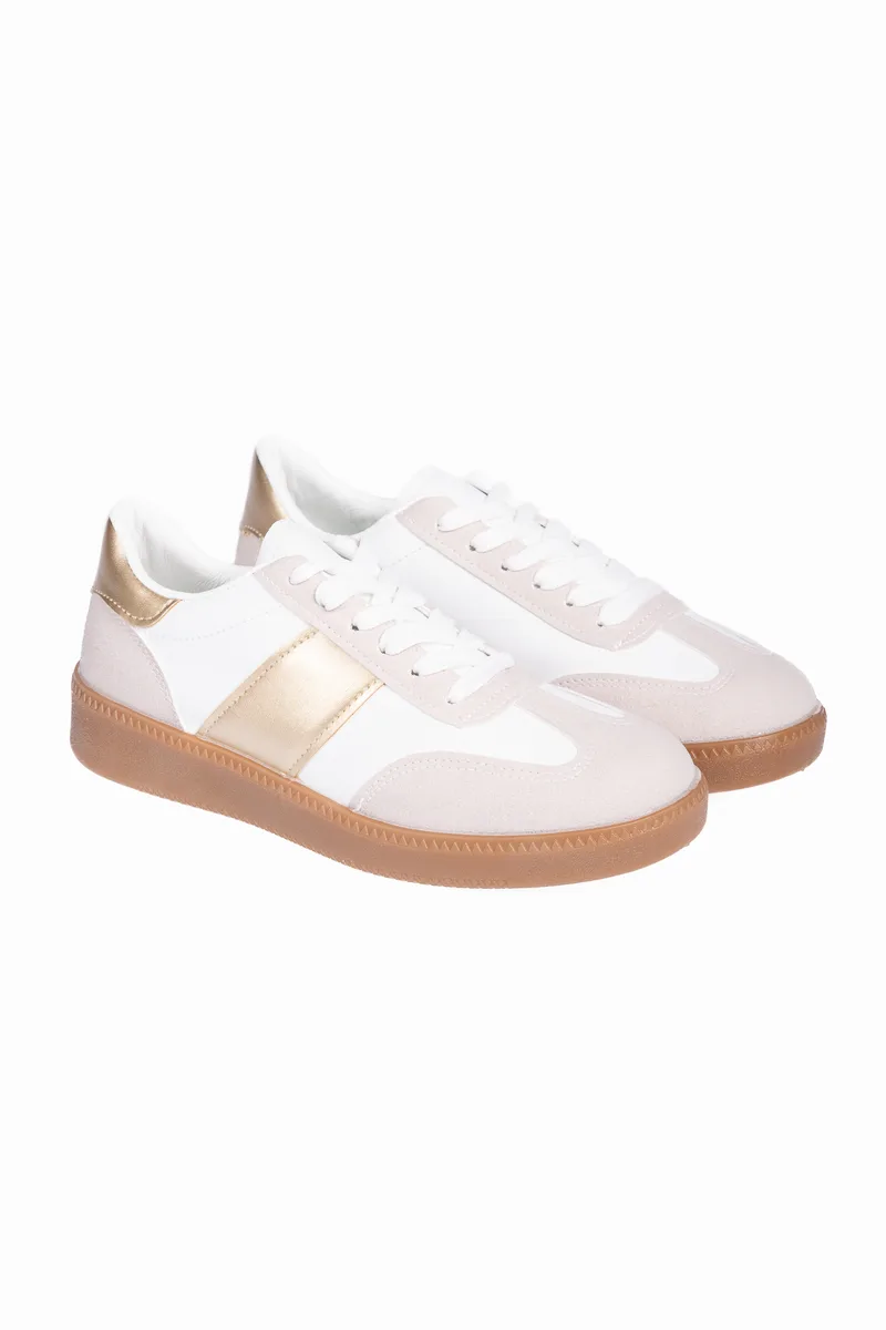 Γυναικεία sneakers με συνδυασμό υλικών - Χρυσό