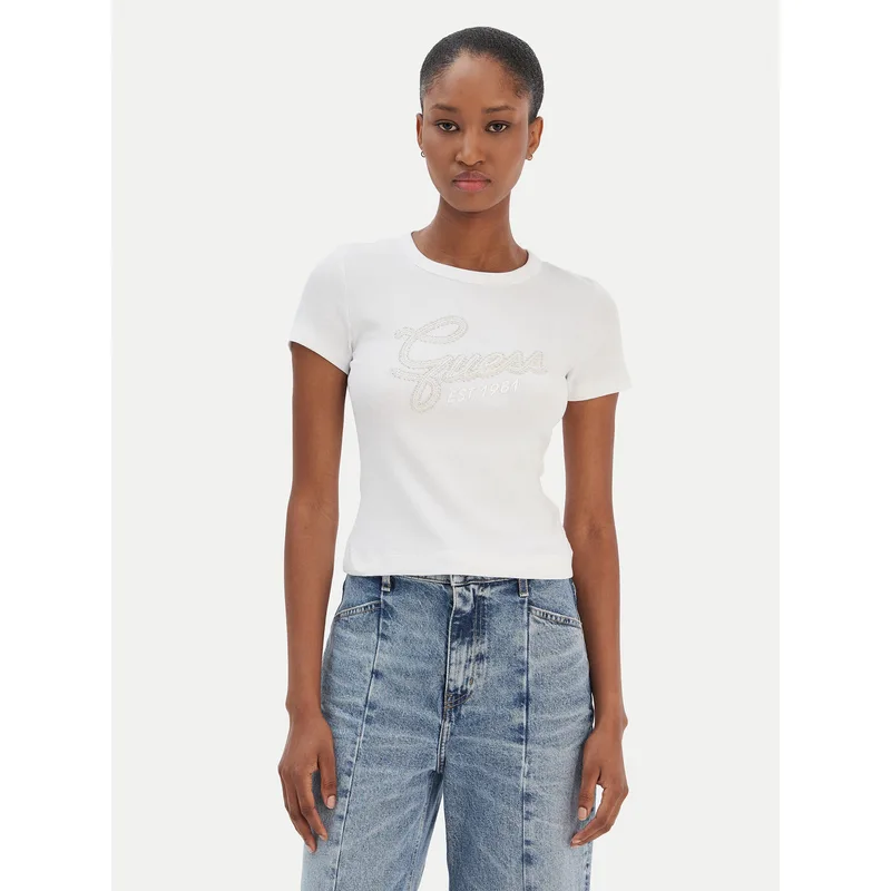Guess T-Shirt W6RI22 KA0H1 Λευκό Slim Fit