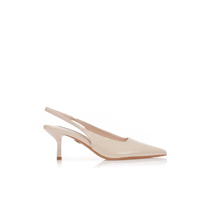 Γόβες TSOUKALAS μπεζ slingback με λάστιχο ΜΠΕΖ