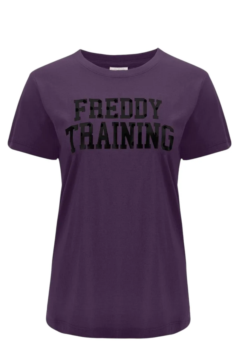 Μπλούζα Κοντομάνικη Freddy Training Με Βελούδινες Λεπτομέρειες F0WTRT1-E46 Γυναικείο