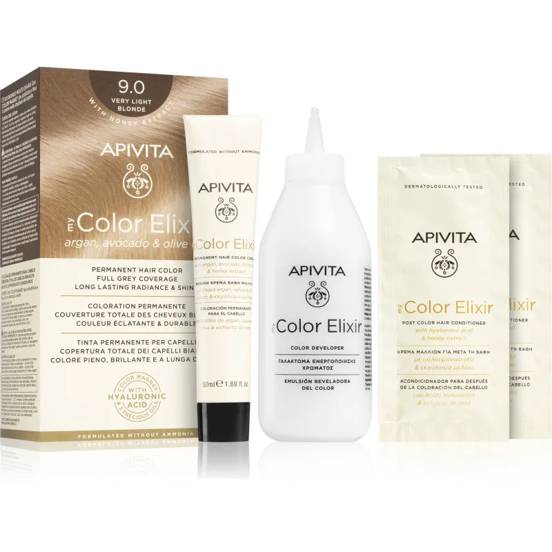 Apivita My Color Elixir βαφή μαλλιών χωρίς αμμωνία απόχρωση 9.0 Very Light Blonde 1 τμχ