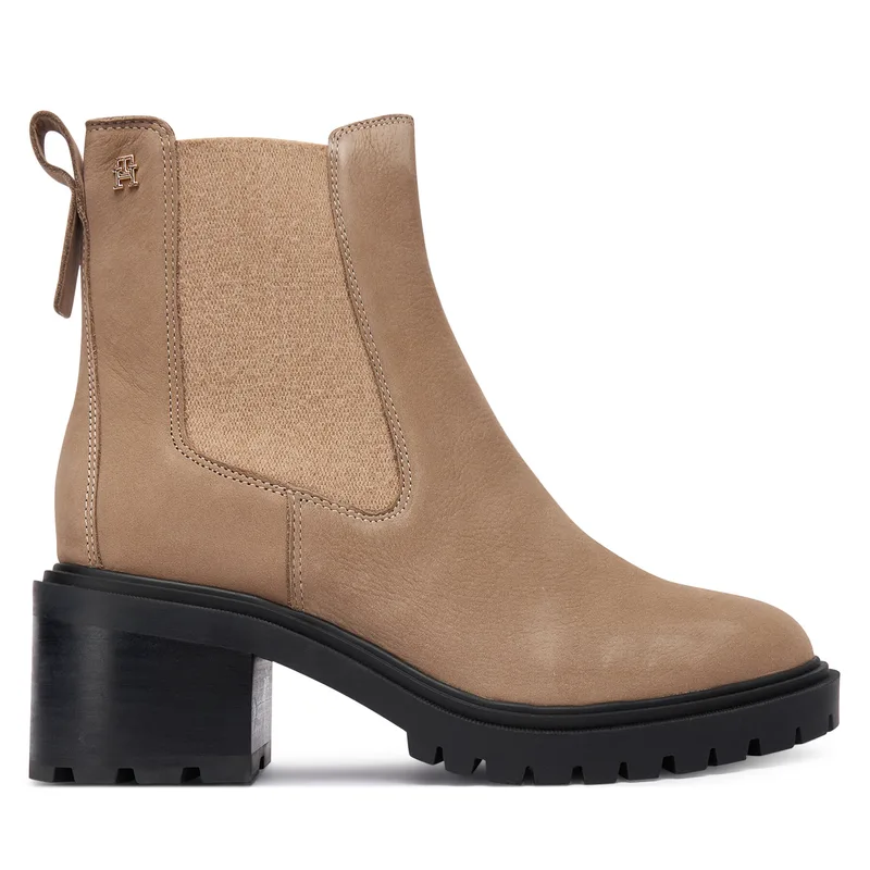 Μποτάκια Tommy Hilfiger Th Nubuck Chelsea Cleated Heel FW0FW09158 Μπεζ
