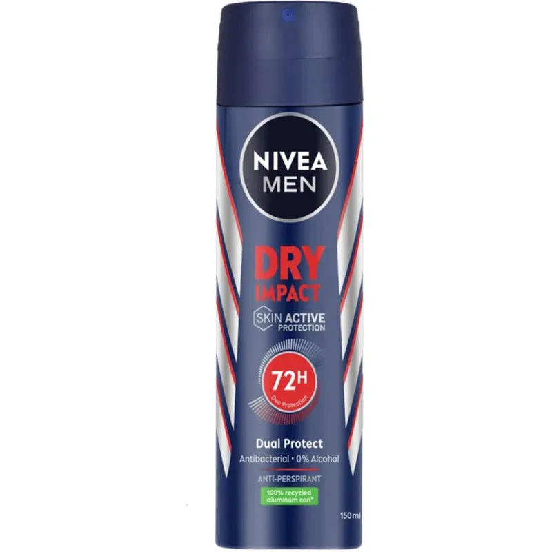 Nivea Men Dry Impact 72h Dual Protect Anti-Perspirant Body Spray Ανδρικό Αποσμητικό Σπρέι Μεγάλης Διάρκειας 150ml
