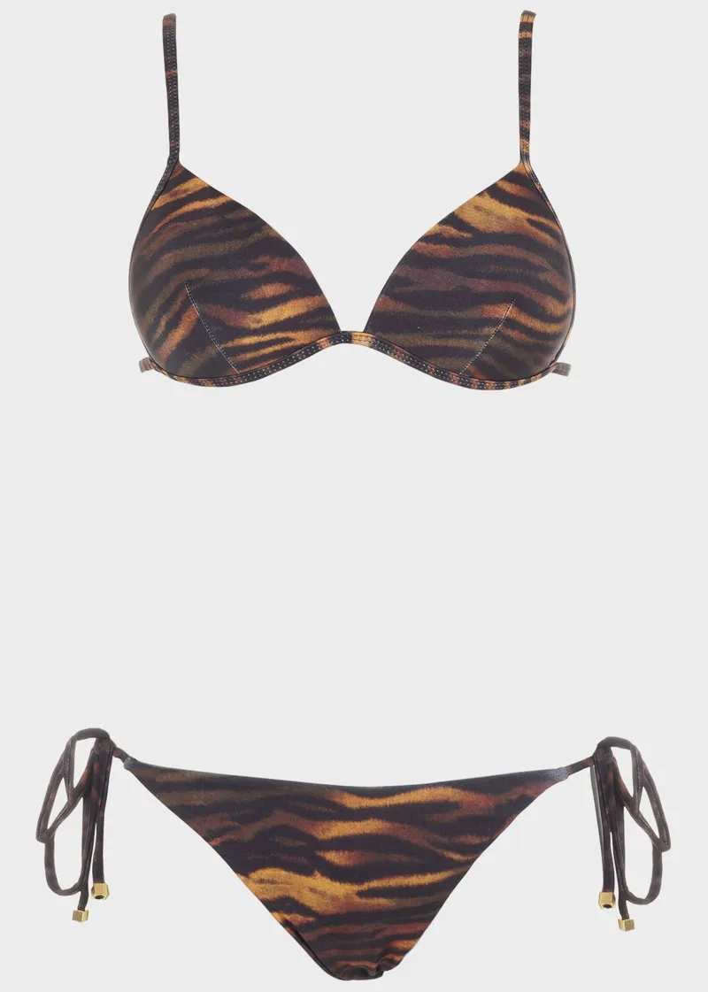 Σετ μπικίνι τριγωνάκι push up animal print.Καλύπτει B Cup ANIMAL