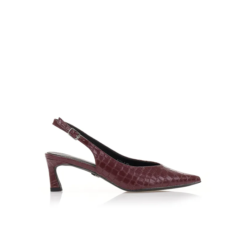 Γόβες mules μπορντό δερματίνη με animal print ΜΠΟΡΝΤΟ