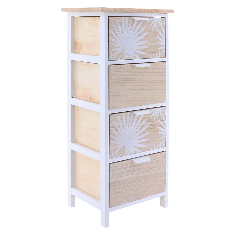 Συρταριέρα Mdf Με 4 Συρτάρια 37,5x27,5x86εκ. Μπεζ Με Σχέδιο MRShome 1348000 (Υλικό: Mdf, Χρώμα: Μπεζ) - sealskin - sl-DS-1348000