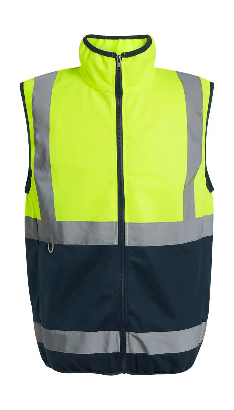 Pro Hi-Vis Full Zip Gilet Regatta High Visibility TRS257 Yellow/Navy