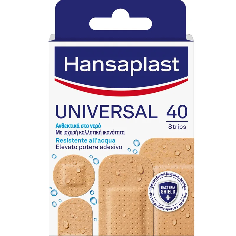Hansaplast Universal Water Resistant Ανθεκτικά στο Νερό Επιθέματα σε Διάφορα Μεγέθη για Κάλυψη Μικρών Πληγών 40 Τεμάχια