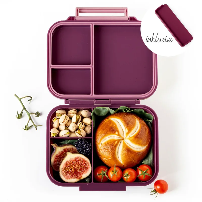 LEKKABOX Mini Classic - Lunchbox with 3 compartments - Plum