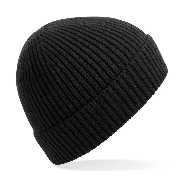 Σκούφος B380 Beechfield Engineered Knit Ribbed Pom Pom Black