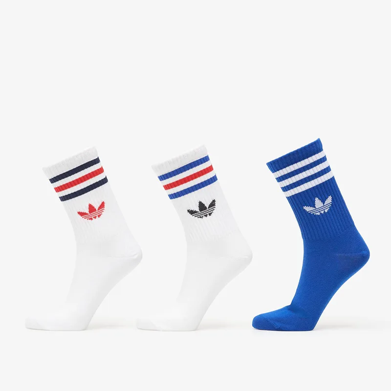 adidas 3-Stripes Crew Socks 3 Pairs White/ White/ Collegiate Royal M