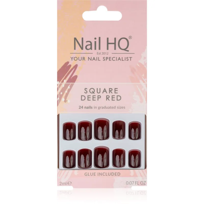 Nail HQ Square Ψεύτικα νύχια Deep Red 24 τμχ