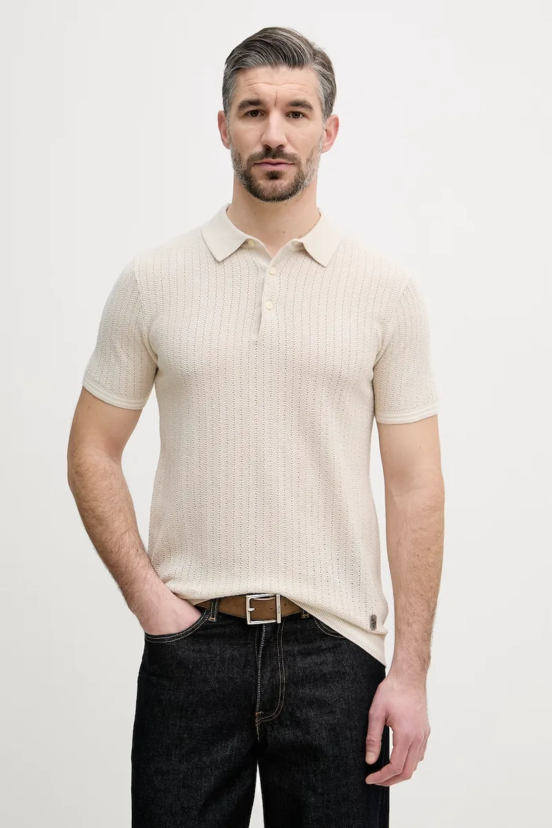 U.S. Polo Assn. πόλο ανδρικό με βαμβάκι TIPPED OPEN KNIT SS