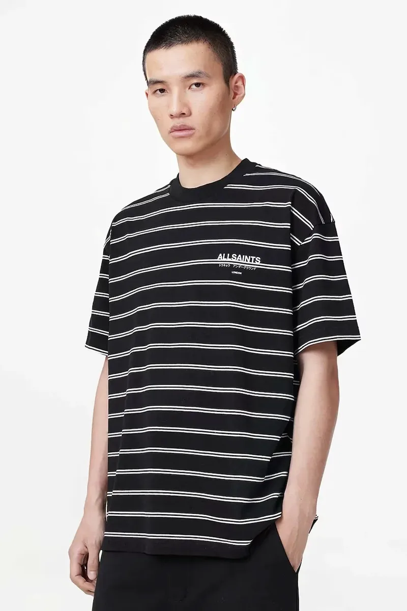 AllSaints t-shirt ανδρικό βαμβακερό UNDERGRND STRIPE SS