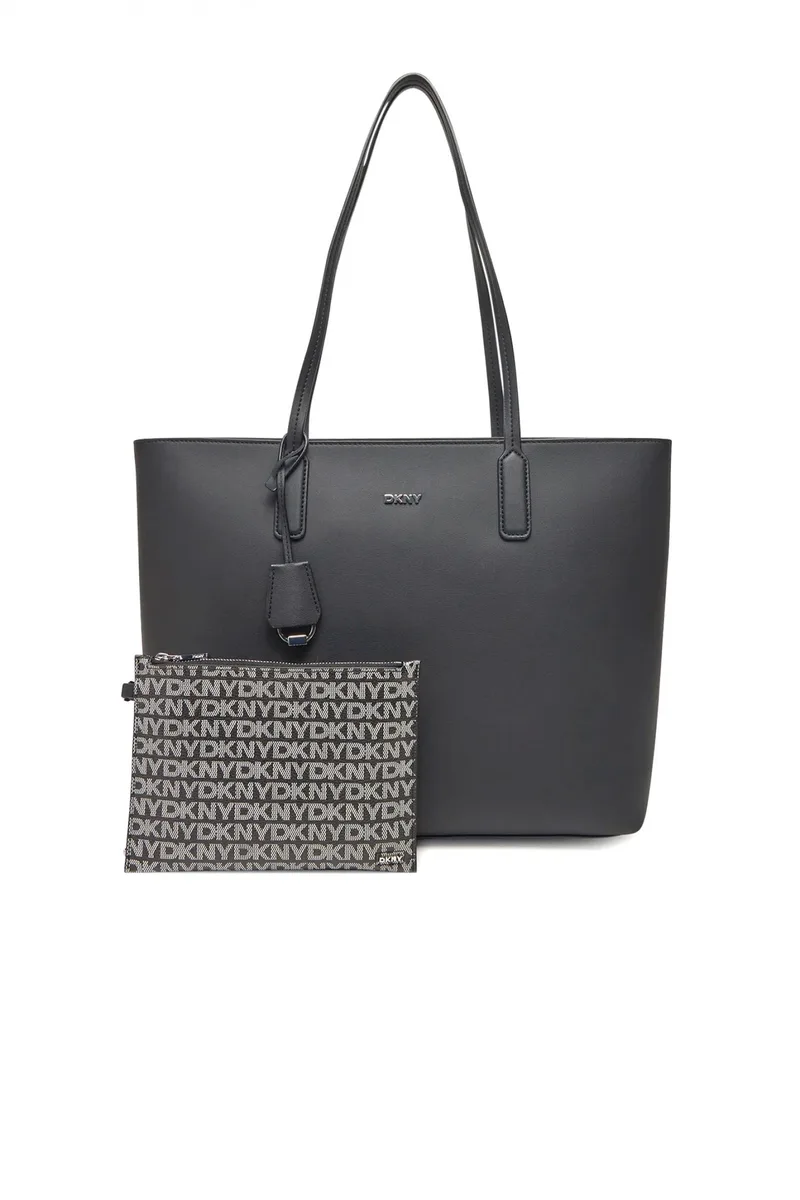 DKNY ΤΣΑΝΤΑ ΩΜΟΥ SAIGE EW TZ TOTE ΕΠΙΠΡΟΣΘΕΤΟ ΤΣΑΝΤΑΚΙ LOGO ΜΑΥΡΟ