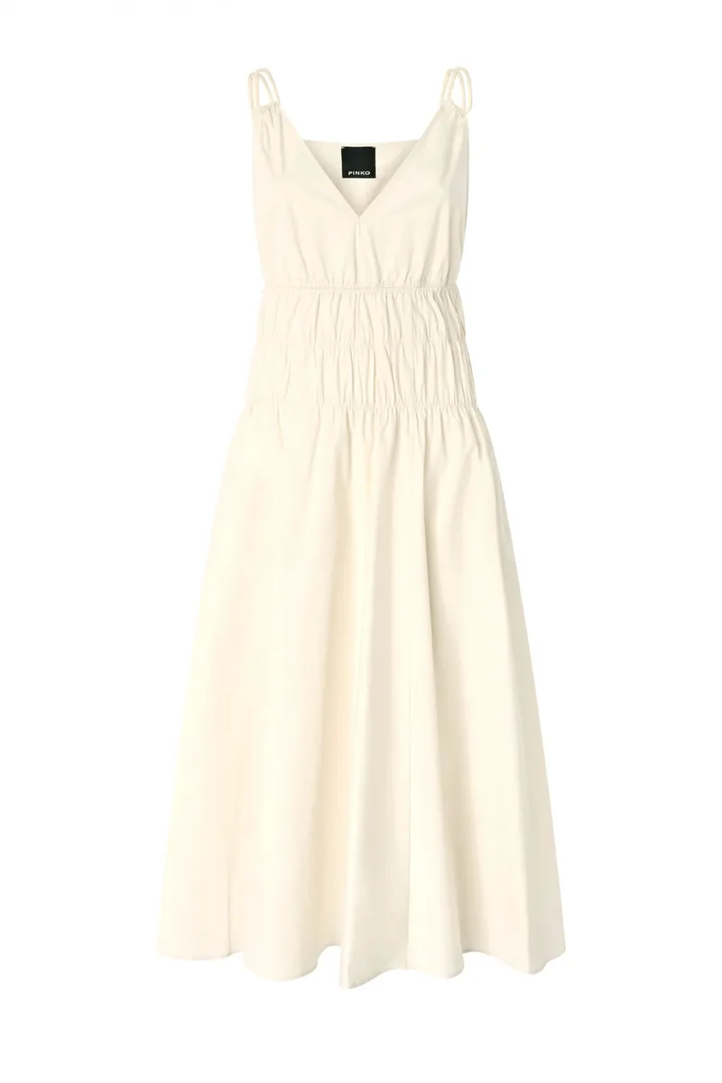 PINKO ΦΟΡΕΜΑ MIDI AMIE ABITO COMFORT POPELINE ΕΚΡΟΥ