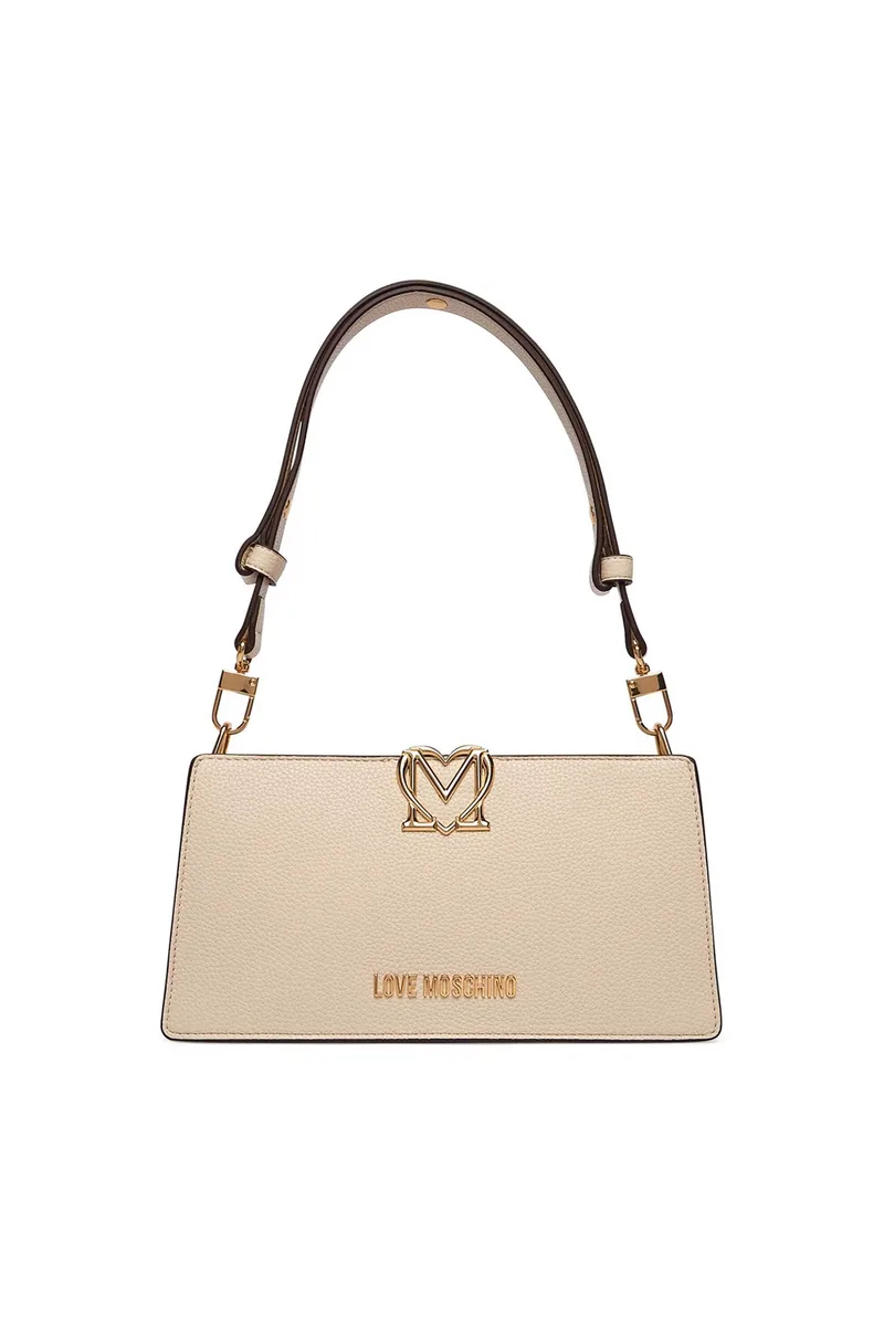 Love Moschino γυναικεία τσάντα ώμου με μεταλλικό λογότυπο - JC4128PP1OLM0 Εκρού