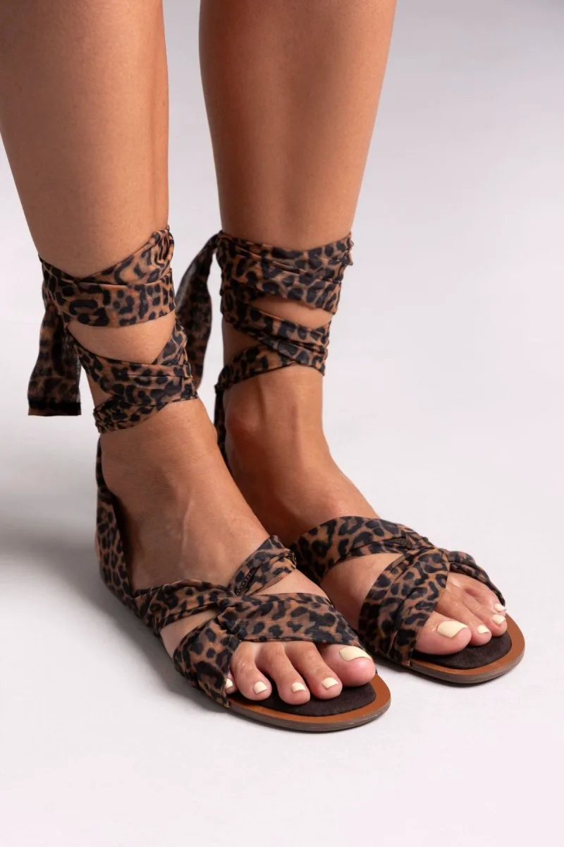 CORINA Lace Up Knot Sandals - M5471 - Leopard