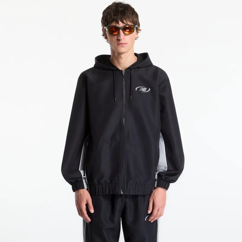 Μπουφάν New Balance Trackside Woven Jacket Black/ Slate Grey XL