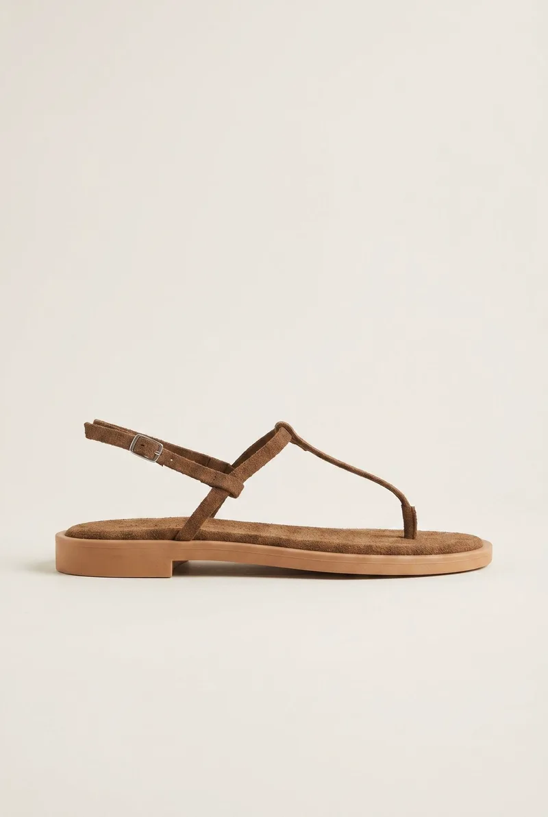 TFP Σανδάλια T-Strap με κλείσιμο με αγκράφα - L1 VAMOS - Khaki Green Suede