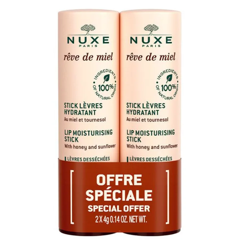 Nuxe Promo Reve de Miel Lip Moisturising Stick Ενυδατικό Stick Χειλιών 8g (2x4g)