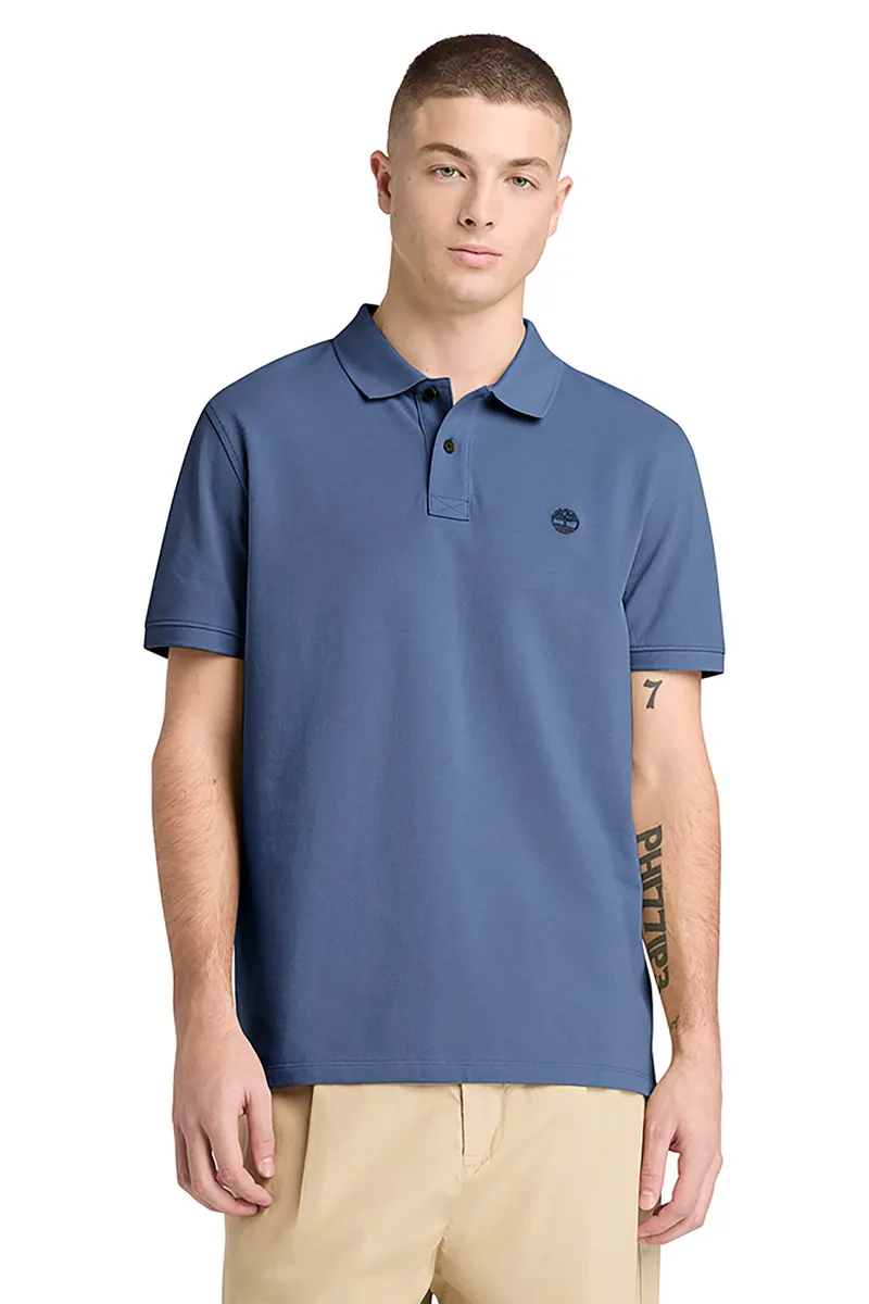 Timberland ανδρική μπλούζα πόλο πικέ με κεντημένο logo tree Regular Fit "Millers River" - TB0A6VDPEYO1 Μπλε