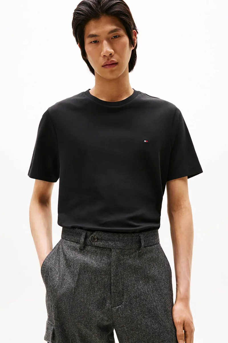 Tommy Hilfiger ανδρικό T-shirt μονόχρωμο Regular Fit - MW0MW37508 Μαύρο