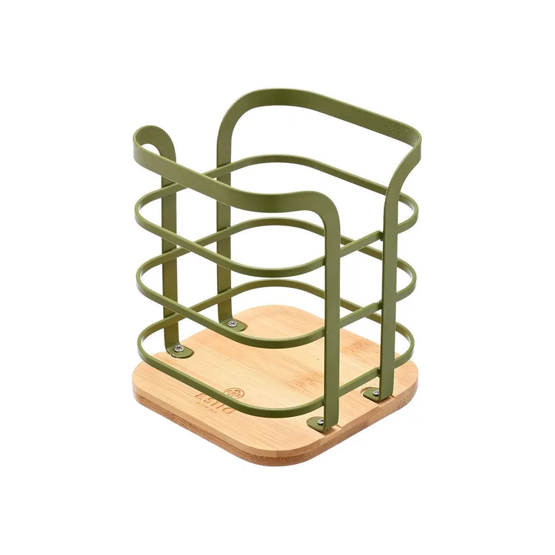 Estia Θήκη Για Κουτάλες Bamboo Essentials Μεταλλική 12X12X14.5Cm λαδί