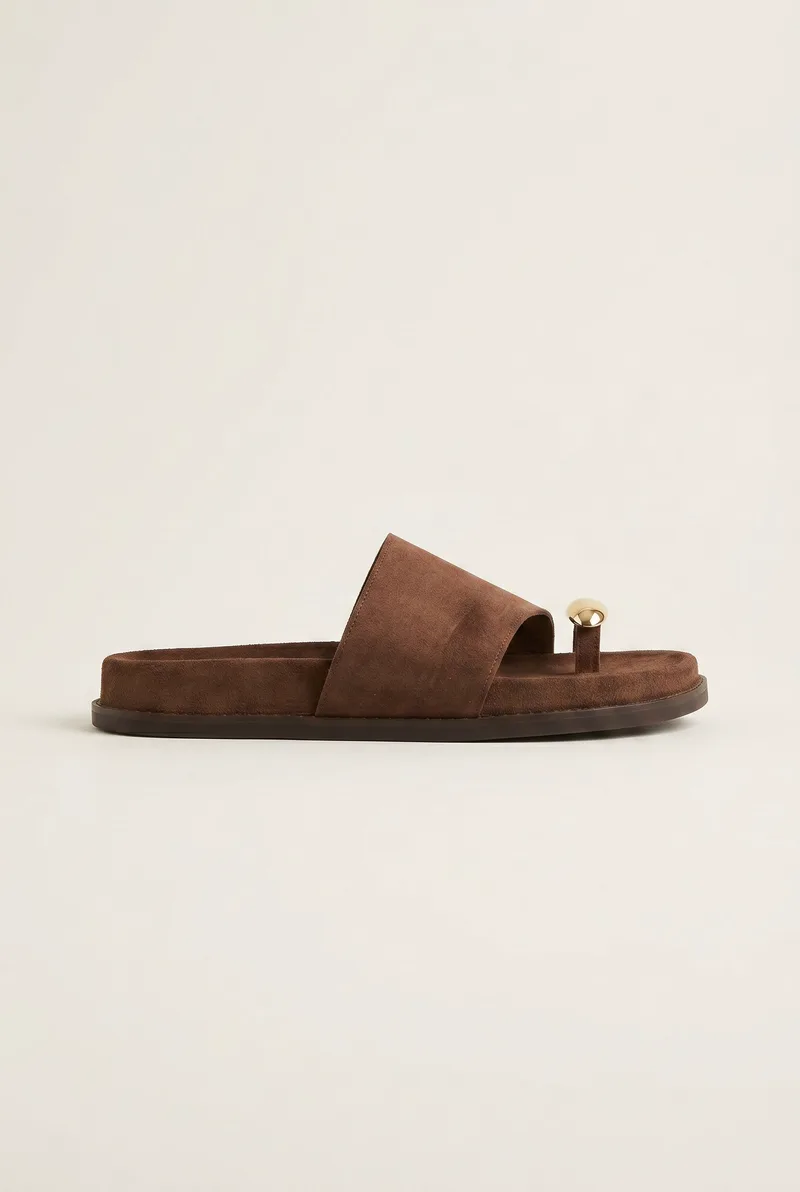 IRIS Toe Ring Flatform Sandals - KYA - Καφέ Σουέτ