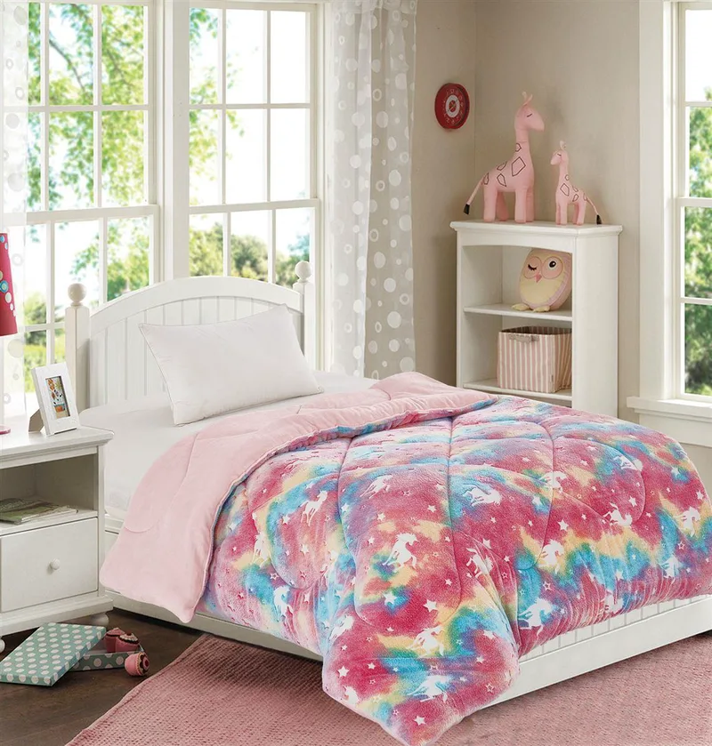 Κουβερτοπάπλωμα Φωσφοριζέ Fleece Μονό 160x220εκ. Unicorn DimCol (Υλικό: Flannel 100%, Ύφασμα: Fleece) - DimCol - 32413806001