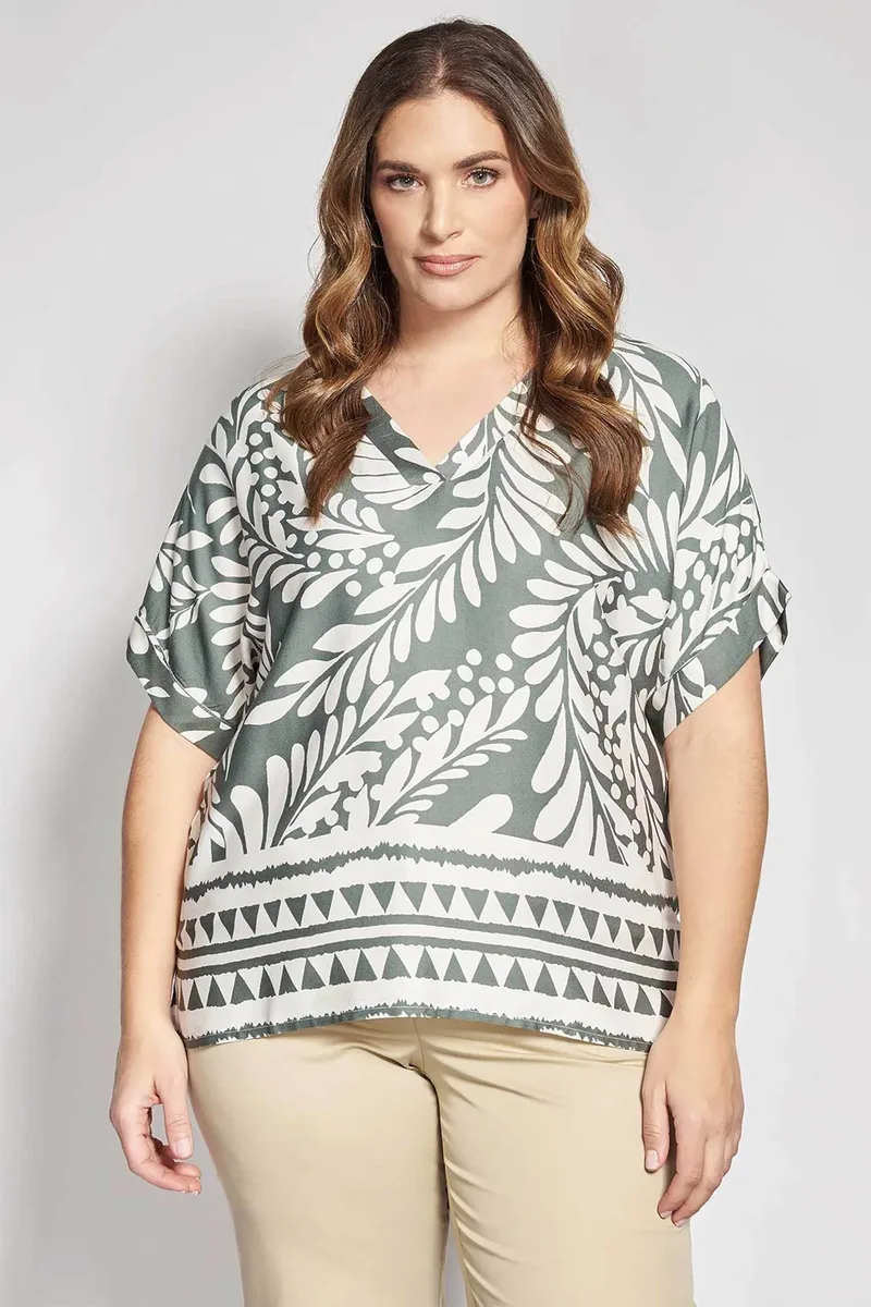 Parabita γυναικεία μπλούζα με floral print - 012610100193 Χακί
