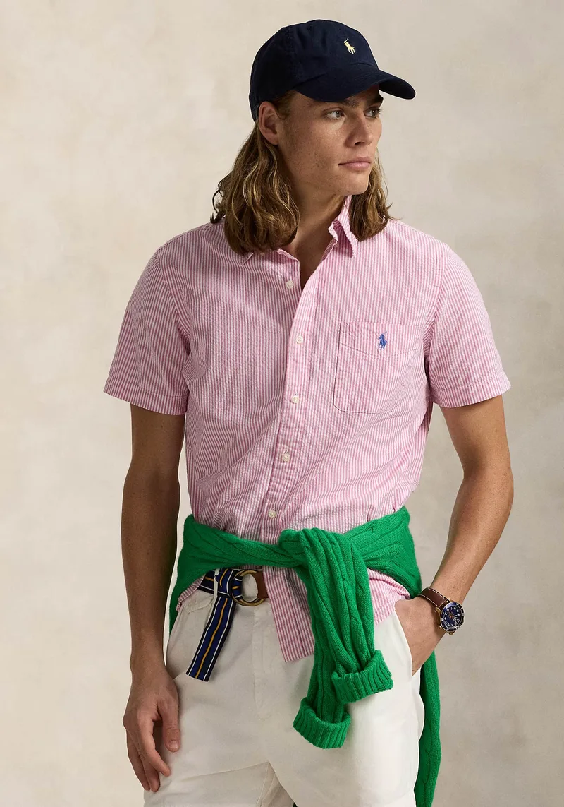Polo Ralph Lauren Πουκάμισο της σειράς Striped Seersucker - 710906574 001 Rose/White